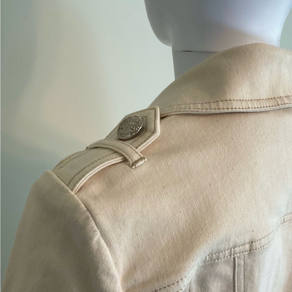 White House Black Market Stretch Denim Moto Jacket~Size 6~Parchment~NWOT - Picture 6 of 8
